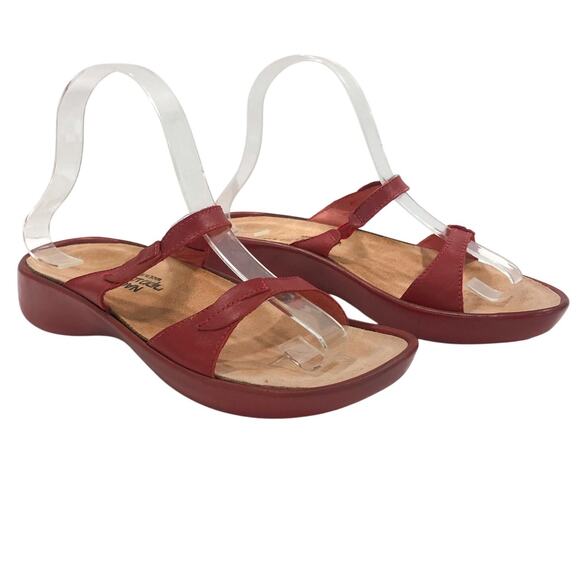 NAOT Red Leather Strappy Slide Sandals - Picture 1 of 9